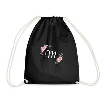 Lettre m florale rose - Sac de sport léger - noir - Devant