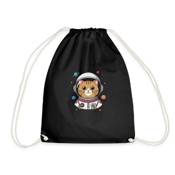 Chat astronaute - Sac de sport léger - noir - Devant