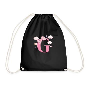 Buchstabe g rosa Wolken - Turnbeutel - Schwarz - Vorne