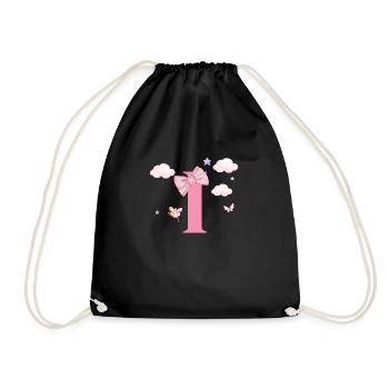Buchstabe i rosa Wolken - Turnbeutel - Schwarz - Vorne