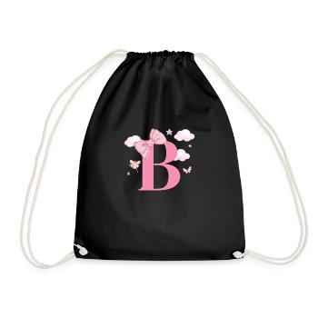 Buchstabe b rosa Wolken - Turnbeutel - Schwarz - Vorne