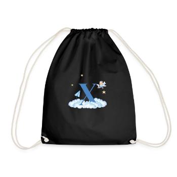 Buchstabe x Blaue Wolken Flugzeug Kind - Turnbeutel - Schwarz - Vorne
