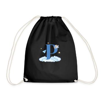 Buchstabe p blaue Wolken Flugzeug Kind - Turnbeutel - Schwarz - Vorne
