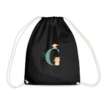 Lettre g vert animaux jungle - Sac de sport léger - noir - Devant