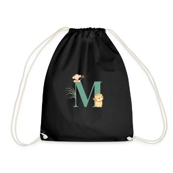 Lettre m vert animaux jungle - Sac de sport léger - noir - Devant