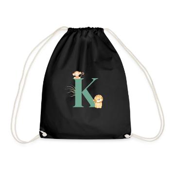Lettre k vert animaux jungle - Sac de sport léger - noir - Devant