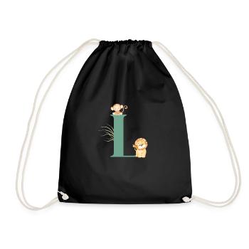 Lettre l vert animaux jungle - Sac de sport léger - noir - Devant