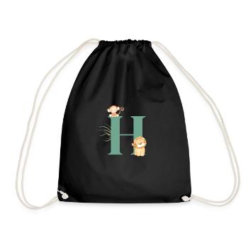 Lettre h vert animaux jungle - Sac de sport léger - noir - Devant
