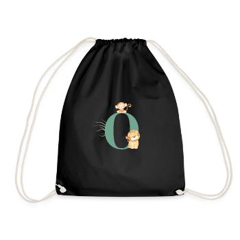 Lettre o vert animaux jungle - Sac de sport léger - noir - Devant
