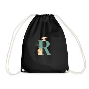 Lettre r vert animaux jungle - Sac de sport léger - noir - Devant