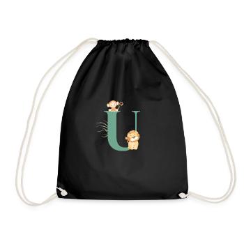 Lettre u vert animaux jungle - Sac de sport léger - noir - Devant