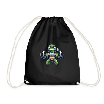 Strong turtle – power knows no speed! - Drawstring Bag - black - Front