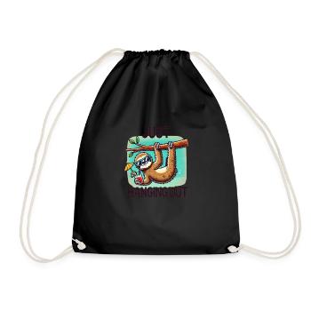 Just Hanging Out – Relaxed as a sloth - Drawstring Bag - black - Front