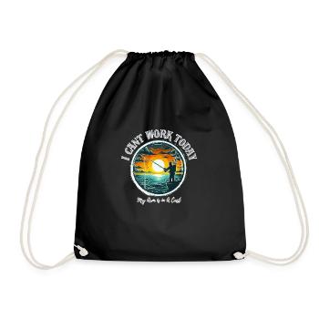 Better fishing than working - Drawstring Bag - black - Front