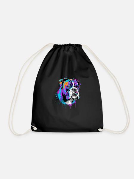 Splash Art Boxer Hundebesitzer Geschenk - Turnbeutel - Schwarz