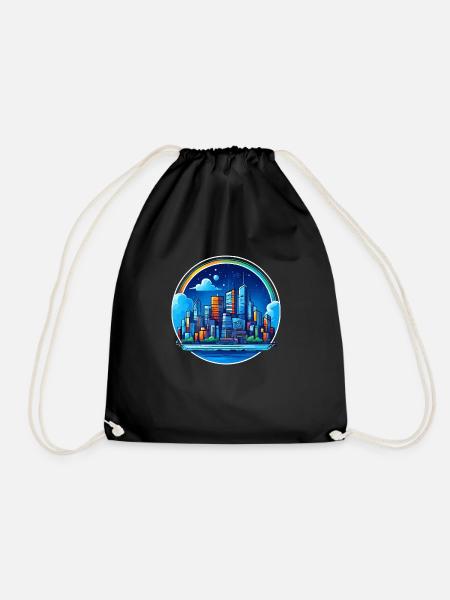 City Night Shimmer - Drawstring Bag - black