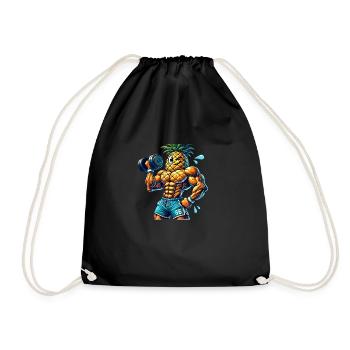 Strong Pineapple – Workout Time 🍍💪 - Drawstring Bag - black - Front