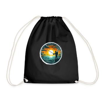 Sunset Angler - Fishing Gift Men - Drawstring Bag - black - Front