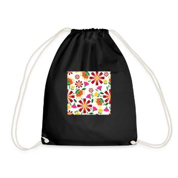 Elegant Floral Art Print - Modern Design - Drawstring Bag - black - Front