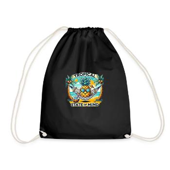 Relaxed pineapple by the sea - Drawstring Bag - black - Front