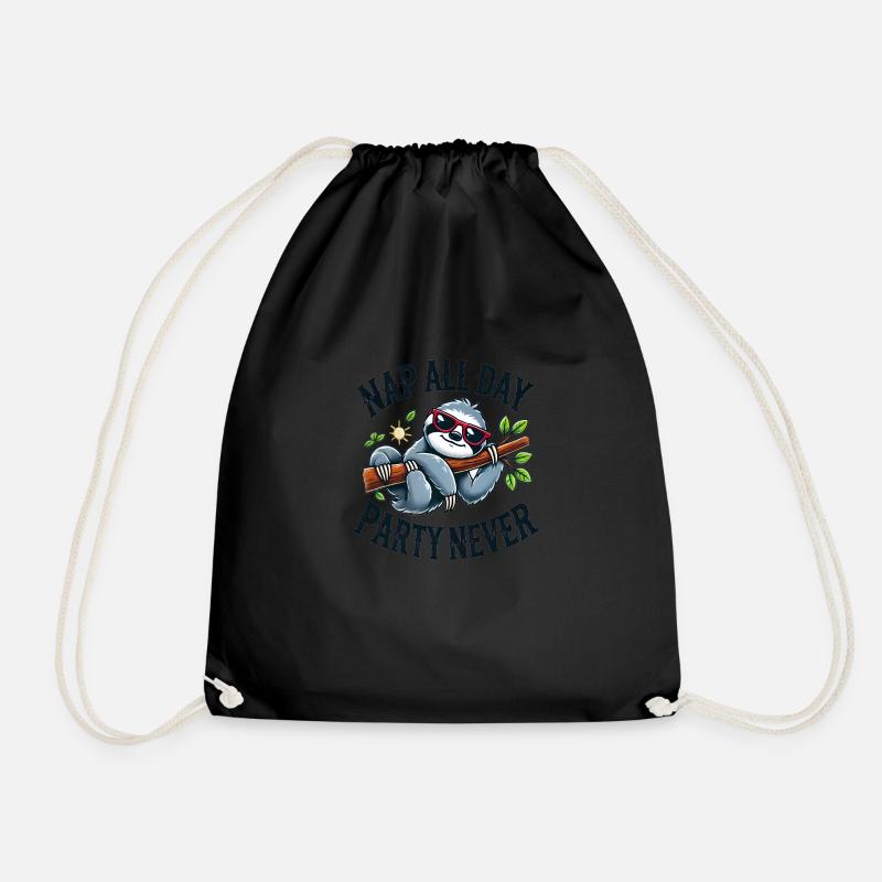 Sleep Mode Enabled 🌙😴 - Sloth - Drawstring Bag - black