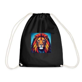 Lion Gemini - Drawstring Bag - black - Front