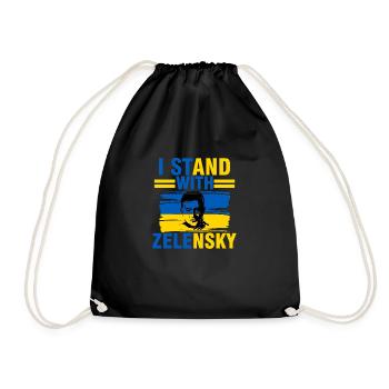 I stand with Zelensky against  for Ukrain - Drawstring Bag - black - Front