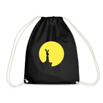 Rabbit Moon Cliff Mountain Night Round Sun Peeps Stands - Drawstring Bag - black - Front