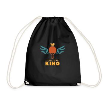 Ping Pong Addict Saying Gift Sports Table Tennis - Drawstring Bag - black - Front