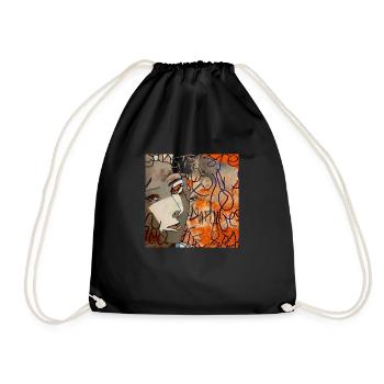 Orange Street Art on T-Shirt - Drawstring Bag - black - Front