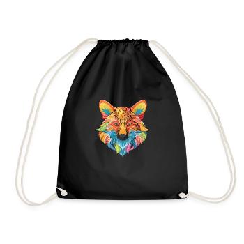 Renard coloré fait de motif artistique - Sac de sport léger - noir - Devant