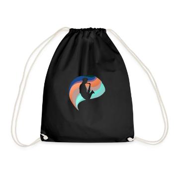 Saxophonist Wind Instrument Brass Band - Drawstring Bag - black - Front