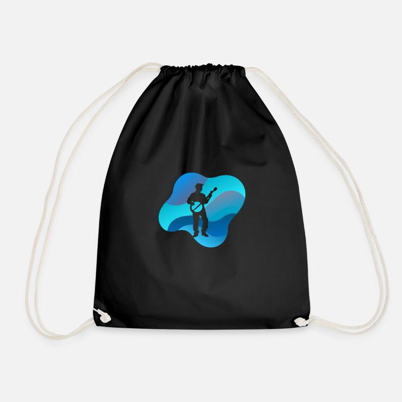 Banjo Folk Guitar - Drawstring Bag - black
