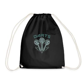 Geschenk Spruch Darts Wurfspieß Sport Geschenkidee - Turnbeutel - Schwarz - Vorne
