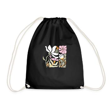 Groovy retro pink and pastel flowers - Drawstring Bag - black - Front