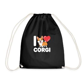 corgi - Drawstring Bag - black - Front