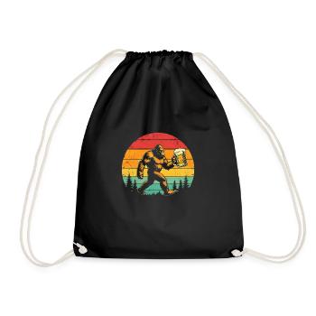 Bigfoot Bier Alkohol Biertinker Retro Geschenk - Turnbeutel - Schwarz - Vorne