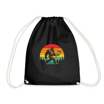 Bigfoot Pizza Lover Sasquatch Retro Sonne 80er - Turnbeutel - Schwarz - Vorne