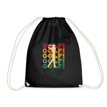 Golf Golfer Frauen Geschenk Golfschläger Retro - Turnbeutel - Schwarz - Vorne