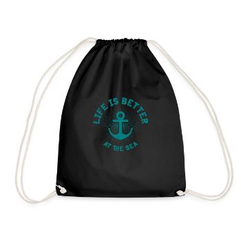 Mermaid Anker Spruch Geschenk See Schiffanker - Turnbeutel - Schwarz - Vorne