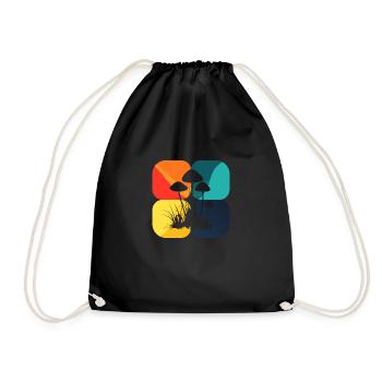 Vegetarian Mushroom Picking Spore - Drawstring Bag - black - Front