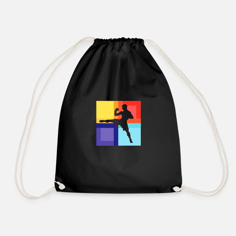 Kickboxing Self Defense Punching Technique - Drawstring Bag - black