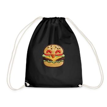 Embroidered burger - Drawstring Bag - black - Front