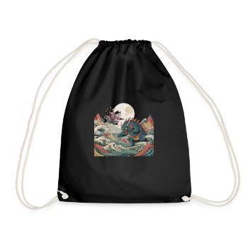 Samurai-Katze - Turnbeutel - Schwarz - Vorne