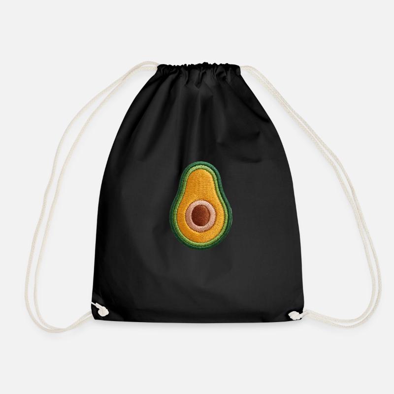 Bestickte Avocado - Turnbeutel - Schwarz