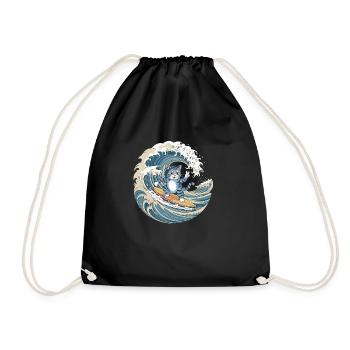 Vague Cat - Drawstring Bag - black - Front