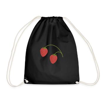 Erdbeeren - Turnbeutel - Schwarz - Vorne