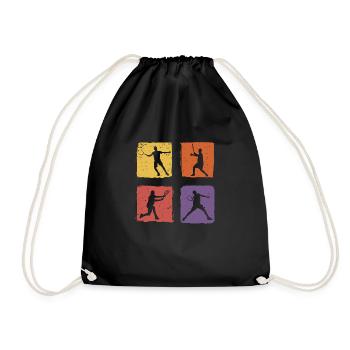 Tennis Vintage Retro Tennisspieler Sport Hobby - Turnbeutel - Schwarz - Vorne