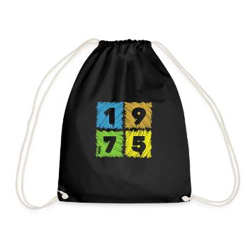 50th Birthday Colored Patches since 05/1975 - Drawstring Bag - black - Front
