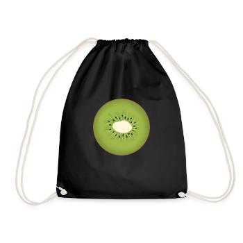 Kiwi-Schnitte - Turnbeutel - Schwarz - Vorne